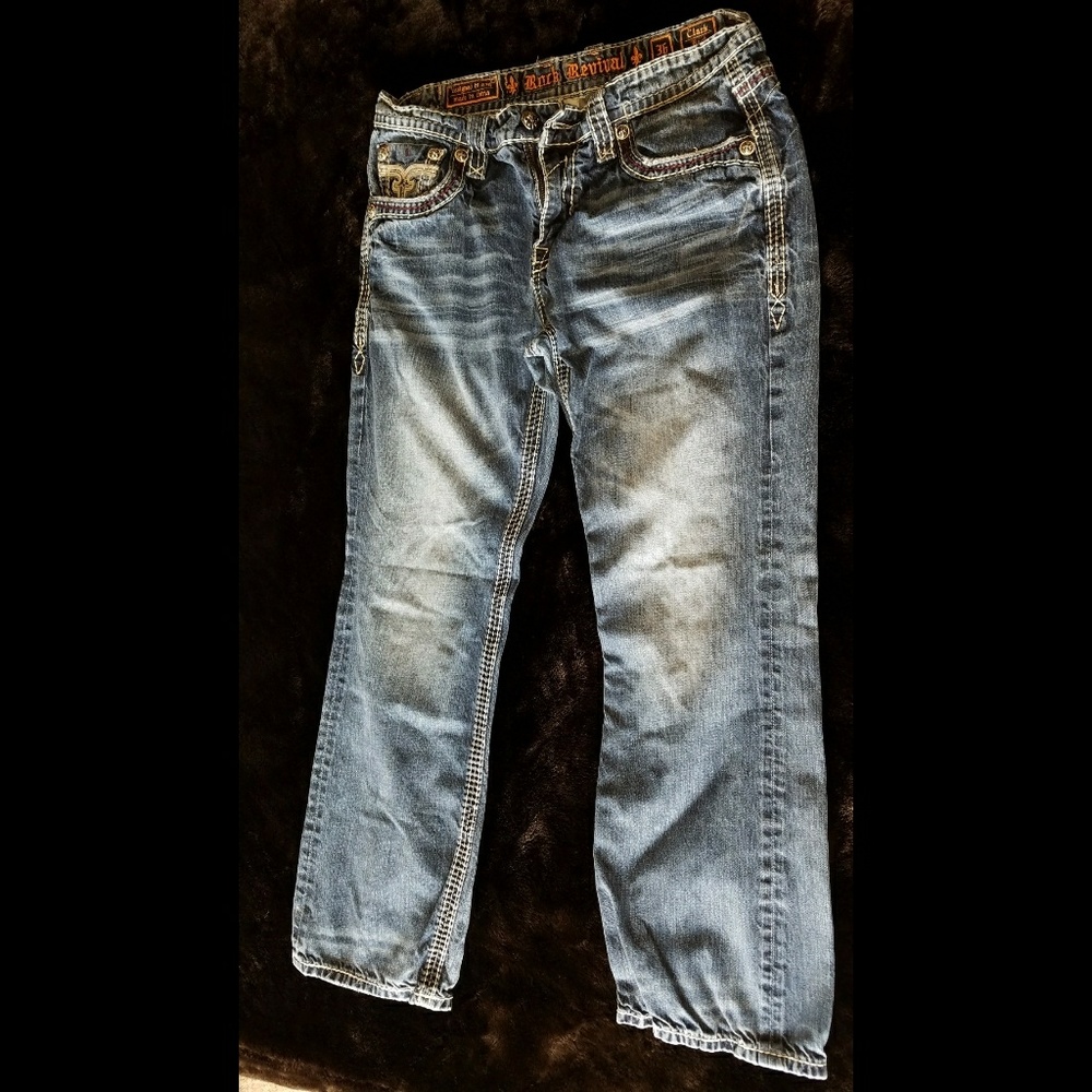 Rock Revival 36 34 Clark Boot cut Jean's Denim Men